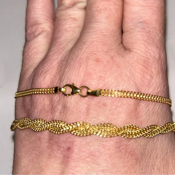 NEW SOLID 10K YG Necklace Yellow Gold Double Curb Link Braided Design Chain 10k - Picture 5 of 15